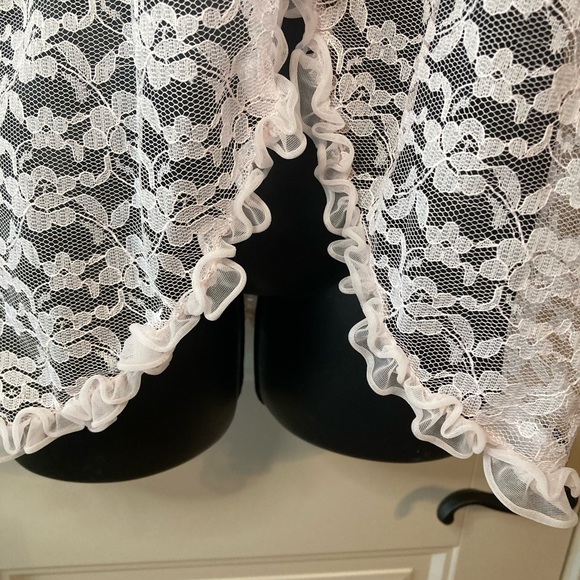 Vintage Texsheen Pale Pink Lace Bed Jacket Sz S. - Picture 5 of 10